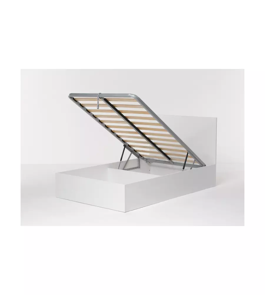 Letto piazza e mezza contenitore "hi box" bianco 120x190 cm